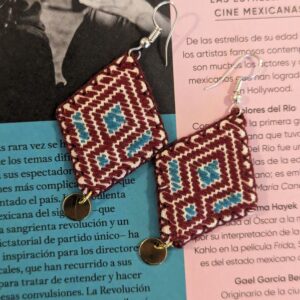 Boucles d’oreilles textile cerise