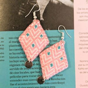 Boucles d’oreilles textile rose