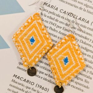 Boucles d’oreilles textile jaune