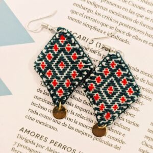 Boucles d’oreilles textile rouge