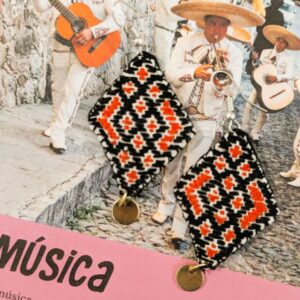Boucles d’oreilles textile orange