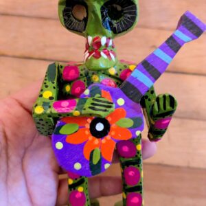 Calavera musicien vert
