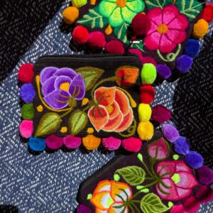 Porte-monnaie pompon multicolor